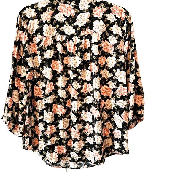 Torrid Black Floral Texture Woven Peasant Blouse Peasant Sleeves Plus Sz 1 - Picture 4 of 7